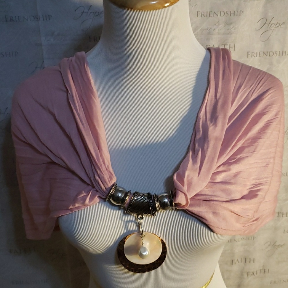Nadine Scarf pink with silver embellishment